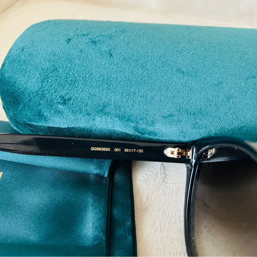 Authentic Gucci GG0636SK sunglasses w/ GG logo on arms black UVA/UVB protections